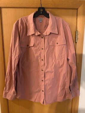 Carhartt Women’s Cotton Ribbed Button Down Shirt Dusty Rose Pink Size XXL 20